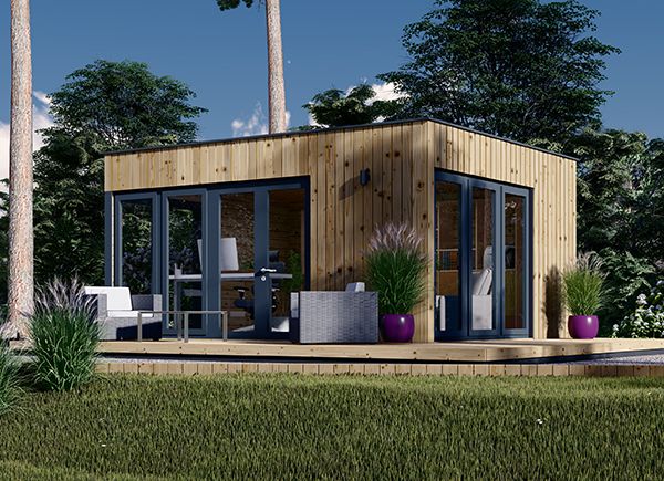 Abri de jardin en bois SHANON (66 mm), 4x5.75 m, 16 m² + 7 m² terrasse