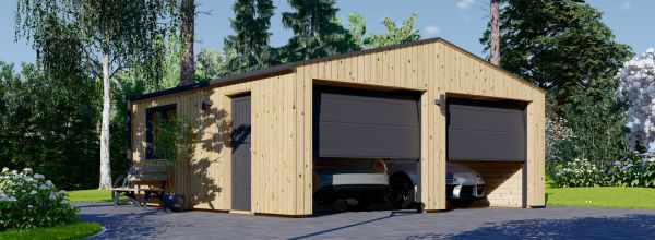 Doppelgarage aus Holz SILVIA DUO (34 mm + Holzverschalung), 6x6 m, 36 m²