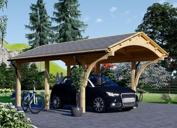 Kiefernschnittholz für ein Carport 4 x 6 m mit Satteldach 