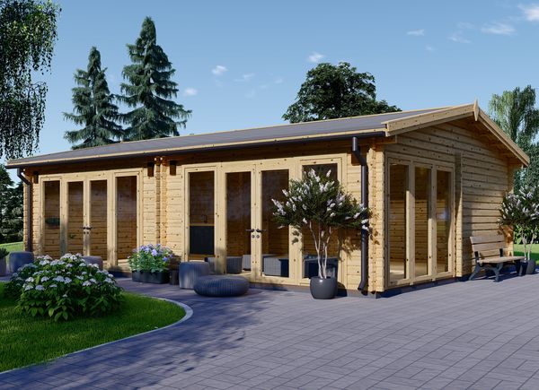 Blockbohlenhaus MARINA (44+44 mm), 8x6 m, 48 m² avp.ui.product_images.thumbnail 1