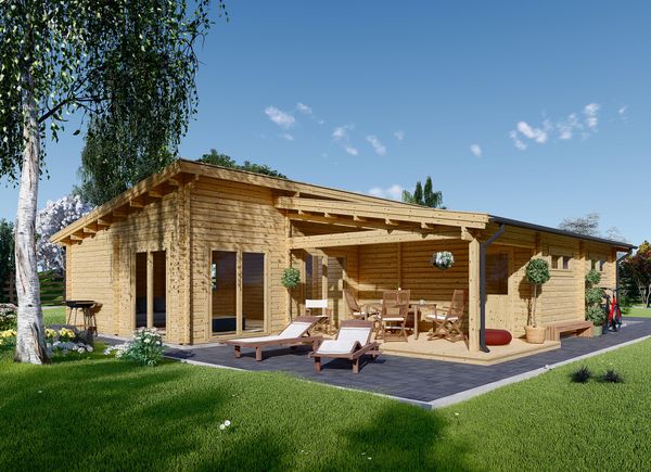 Blockbohlenhaus mit Flachdach BERTA (66 mm), 105 m² avp.ui.product_images.thumbnail 1