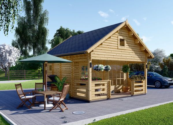 Blockbohlenhaus mit Schlafboden und Terrasse ALBI (44 mm), 20 m² + 8 m² avp.ui.product_images.thumbnail 1