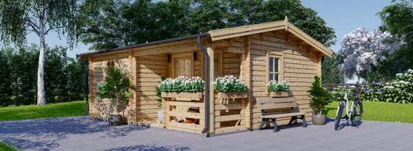 Gartenhaus aus Holz NANTES (Extra Isoliert, 44+44 mm), 6x4.7 m, 24 m² + 3.5 m² Terrasse