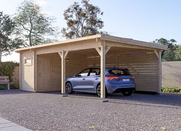 Carport aus Holz für 1 Auto mit Schuppen MODERN, 8x4 m avp.ui.product_images.thumbnail 1