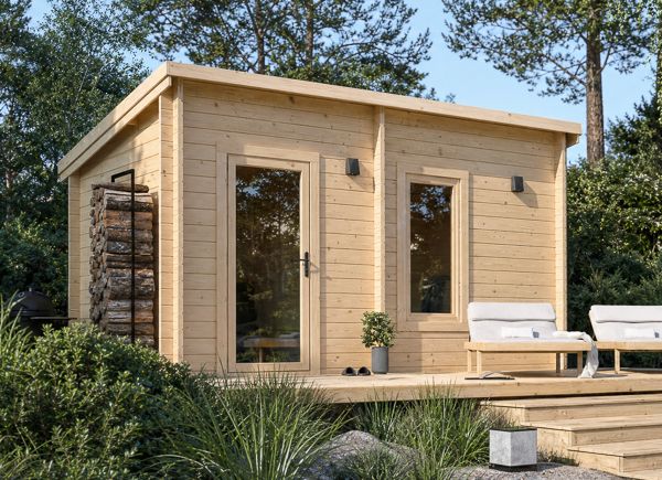Holzsauna VIGOR 2 mit Vorraum | Massivholz – 4,50×2,50 m, 9,15 m² thumbnail 1