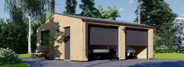 Doppelgarage aus Holz SILVIA DUO ALT (34 mm + Holzverschalung), 6x6 m, 36 m²