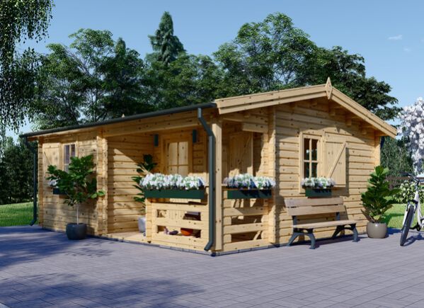 Gartenhaus aus Holz mit Terrasse NANTES (44 mm), 6x4.7 m, 24 m² + 3.5 m² avp.ui.product_images.thumbnail 1