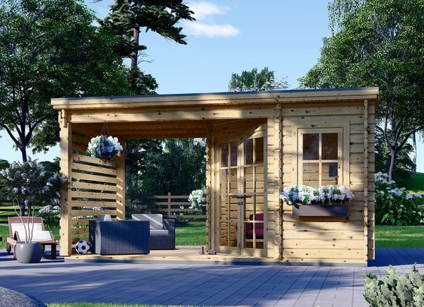 Gartenhaus aus Holz mit Terrasse AIDA PLUS (28 mm), 5x3 m, 9 m² + 6.5 m² avp.ui.product_images.thumbnail 1