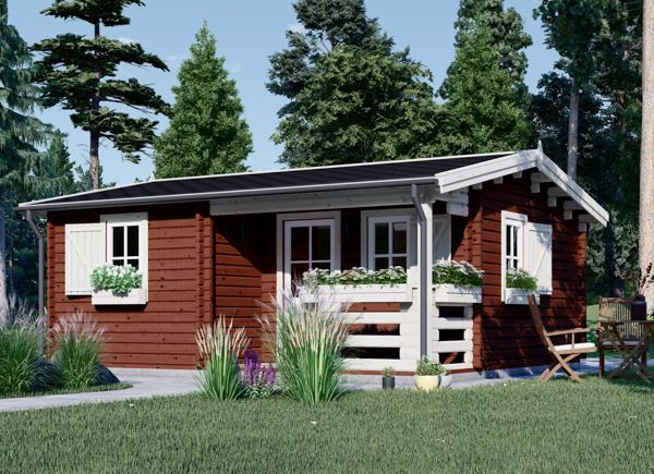 Kleines Schwedenhaus NANTES (Extra Isoliert, 44+44 mm), 6x4.7 m, 24 m² + 3.5 m² Terrasse avp.ui.product_images.thumbnail 1