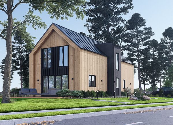 Schlüsselfertiges Holzhaus zum Wohnen INGRID RV (Isoliert, KfW55), 137 m² avp.ui.product_images.thumbnail 1