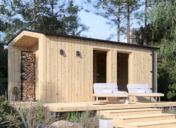 Gartensauna SERENE (34 mm + Holzverschalung), 5.3x2.5 m, 5 m² avp.ui.product_images.thumbnail 1