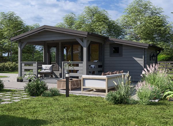 Blockbohlenhaus mit Terrasse ISLA (34 mm), 6x5 m, 18 m² + 7 m² avp.ui.product_images.thumbnail 1