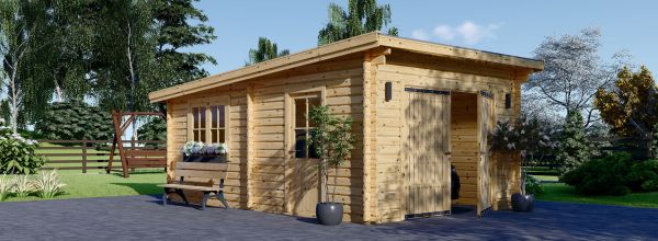 Holzgarage mit Flachdach MODERN (44 mm), 4x6 m, 24 m²