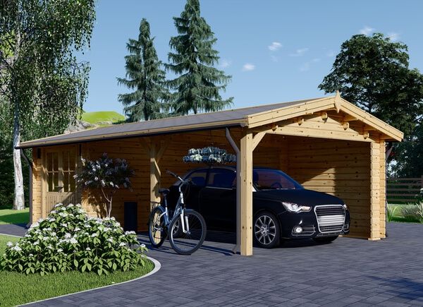 Carport aus Holz 4x5 m mit Schuppen (44 mm), 4x2.5 m avp.ui.product_images.thumbnail 1