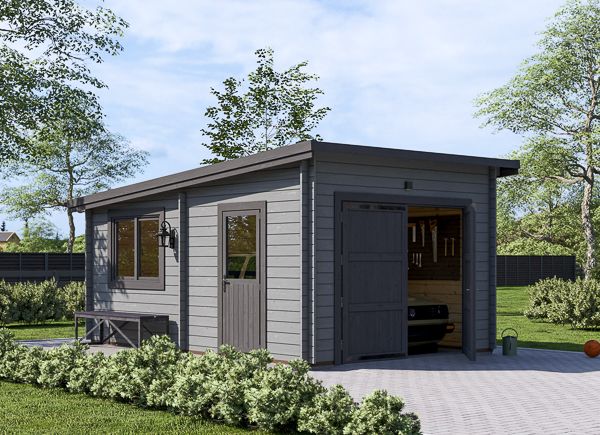 Holzgarage mit Flachdach MODERN (44 mm), 3.6x5.4 m, 20 m² avp.ui.product_images.thumbnail 1