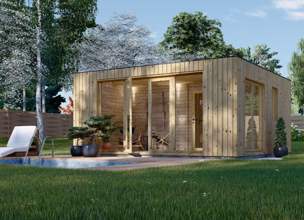 Gartensauna mit Dusche und Ruheraum von Pineca