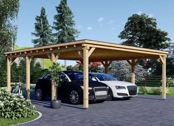 Doppelcarport aus Holz mit Flachdach MODERN, 6x6 m, 36 m² avp.ui.product_images.thumbnail 1