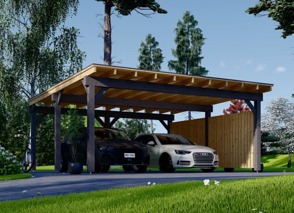 Carport aus Holz für 2 Autos mit Seitenwand LUNA DUO F, 6x6 m avp.ui.product_images.thumbnail 1