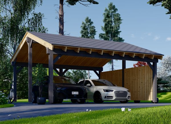 Carport aus Holz für 2 Autos Mit Seitenwand LUNA DUO, 6x6 m avp.ui.product_images.thumbnail 1