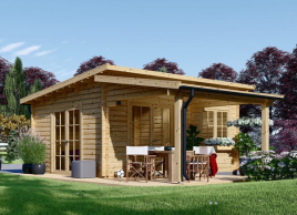 Gartenhaus aus Holz mit Terrasse HELEN (58 mm), 6x6 m, 24 m² + 12.5 m² avp.ui.product_images.thumbnail 1