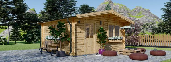 Gartenhaus aus Holz NINA (Isoliert, 44+44 mm), 6x6 m, 36 m²