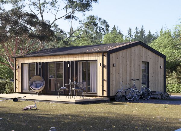 Mobilheim aus Holz ANGELA M (Isoliert, 44 mm + Holzverschalung), 8.2x6.2m, 50 m² avp.ui.product_images.thumbnail 1