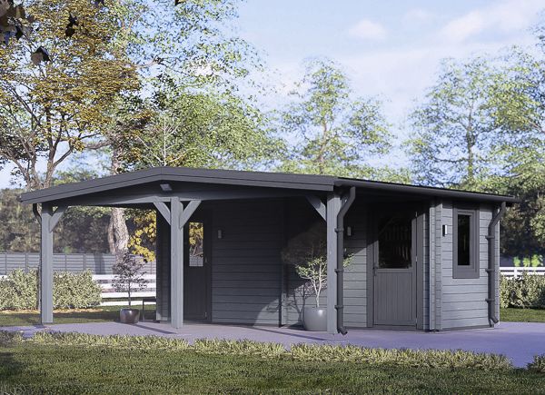 Carport aus Holz 3x6 m mit Schuppen (44 mm), 2x6 m avp.ui.product_images.thumbnail 1