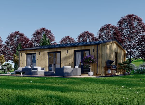 Mobilheim aus Holz ANGELA M (Isoliert, 44 mm + Holzverschalung), 8.2x6.2m, 50 m² avp.ui.product_images.thumbnail 1