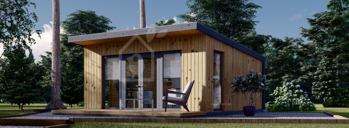 Gartenhaus aus Holz EVELIN (Isoliert, 34 mm + Holzverschalung), 5x5 m