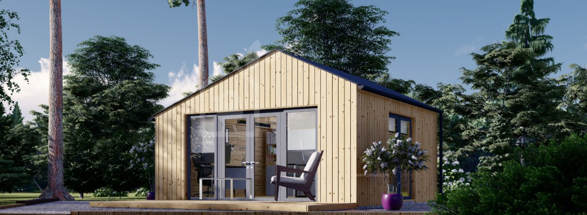 Gartenhaus aus Holz TONIA (Isoliert, 34 mm + Holzverschalung), 5x5 m, 25 m²