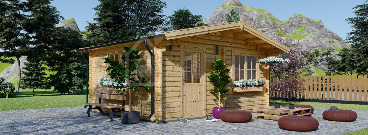 Gartenhaus aus Holz NINA (Isoliert, 34+34 mm), 5x5 m, 25 m²