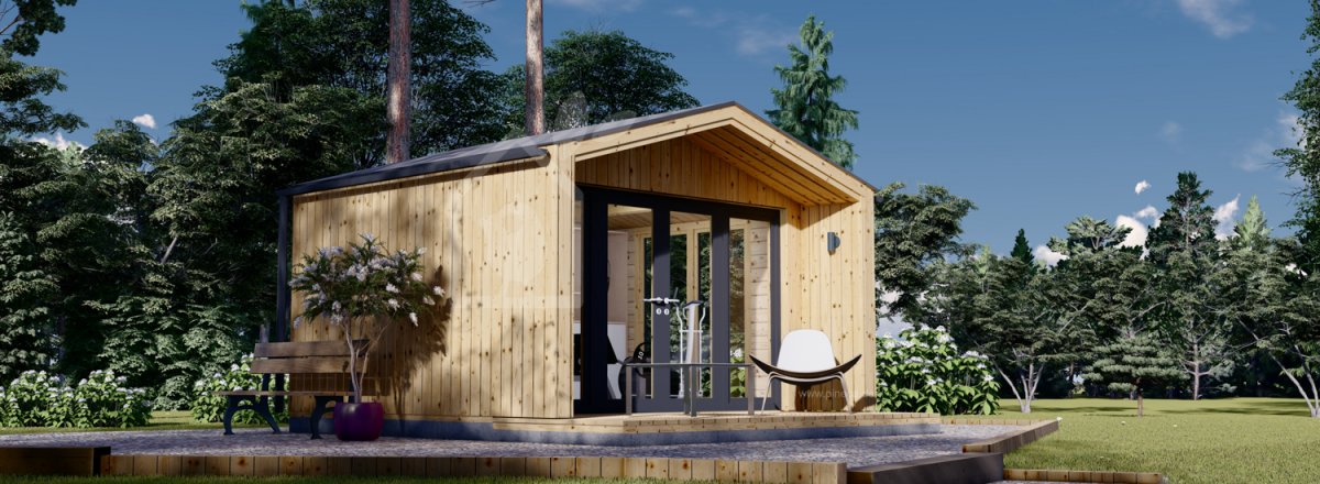 Gartenhaus aus Holz PIA (34 mm + Holzverschalung), 4x3 m, 12 m²