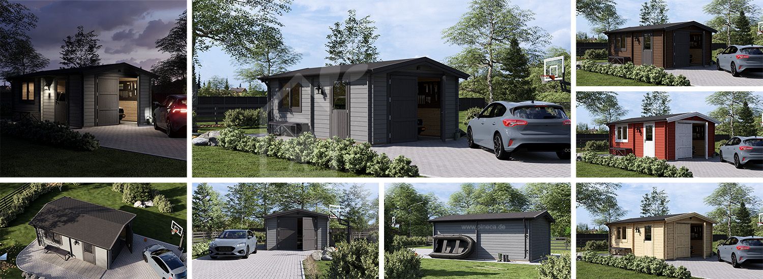Holzgarage CLASSIC (44 mm), 4x6 m, 24 m² visualization 1