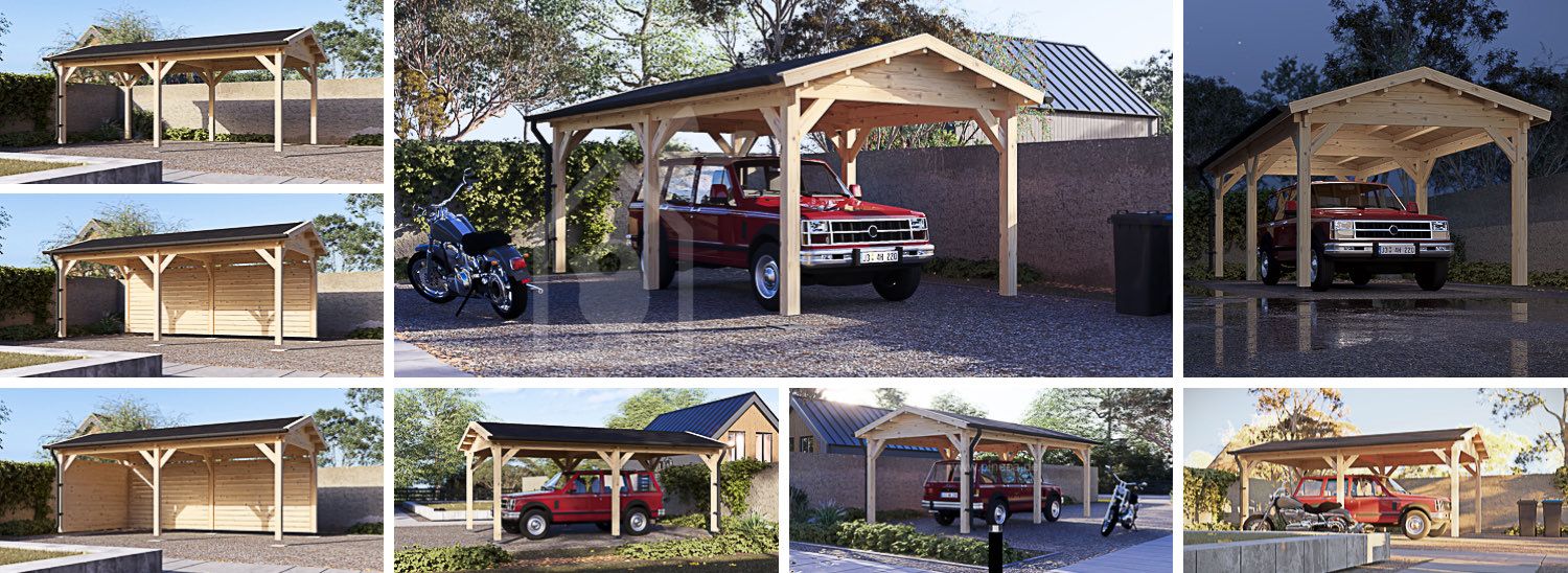 Carport aus Holz CLASSIC, 3x6 m, 18 m² visualization 1