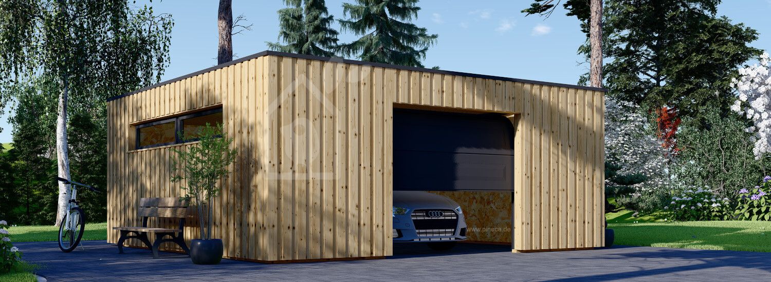 Holzgarage mit Flachdach STELA F (Elementbauweise), 6x6 m, 36 m² visualization 1