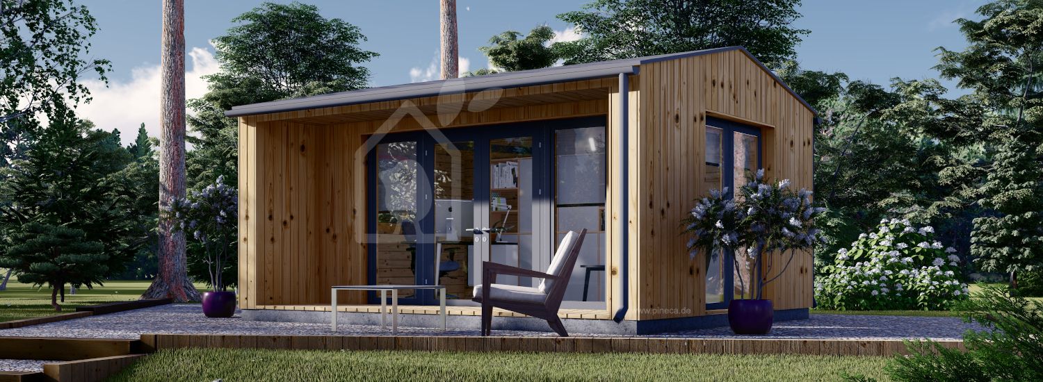 Gartenhaus als Büro TINA (44 mm + Holzverschalung), 7x4 m, 20 m² visualization 1