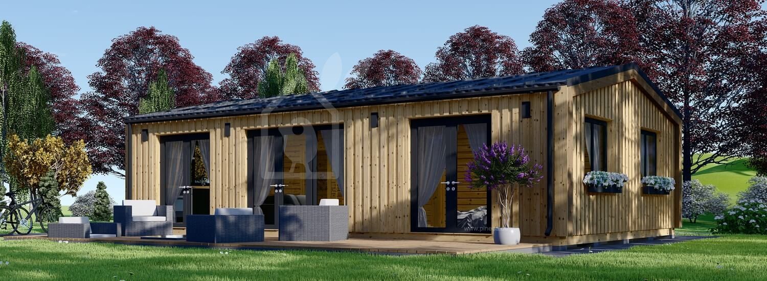 Mobilheim aus Holz SELENE M (Isoliert, 44 mm + Holzverschalung), 10.2x6.2 m, 63 m² visualization 1