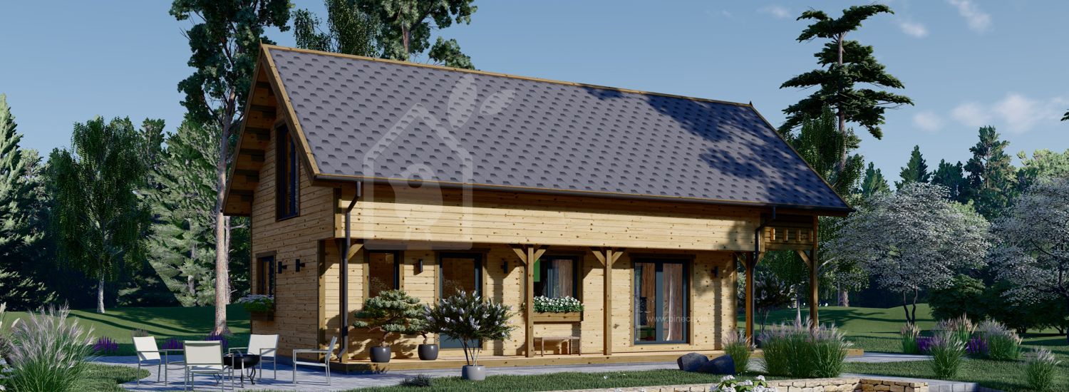 Holzwohnhaus AURA (PREMIUM Isoliert, KfW 40, 44 mm + Holzverschalung), 95 m² + 20 m² Terrasse visualization 1