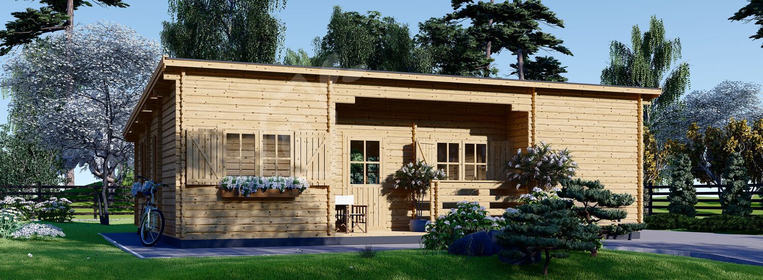 Blockhaus mit Flachdach UZES (120 mm), 70 m² visualization 1