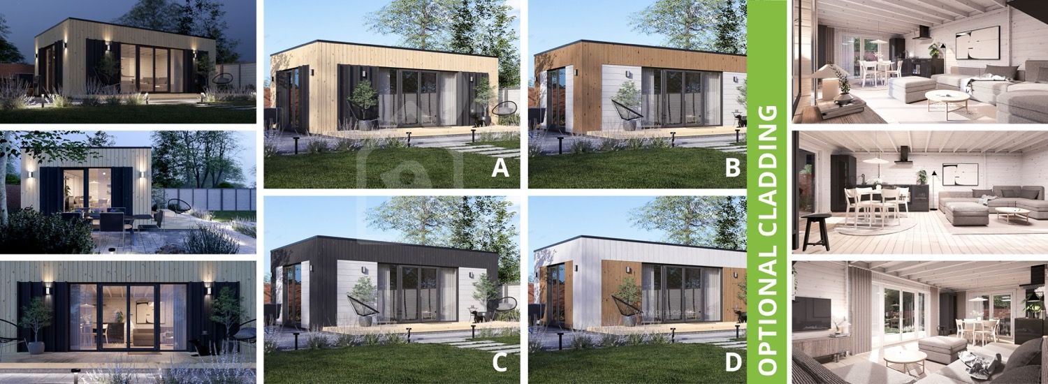 Gartenbüro PREMIUM (34 mm + Holzverschalung), 7x4 m, 25 m² visualization 1