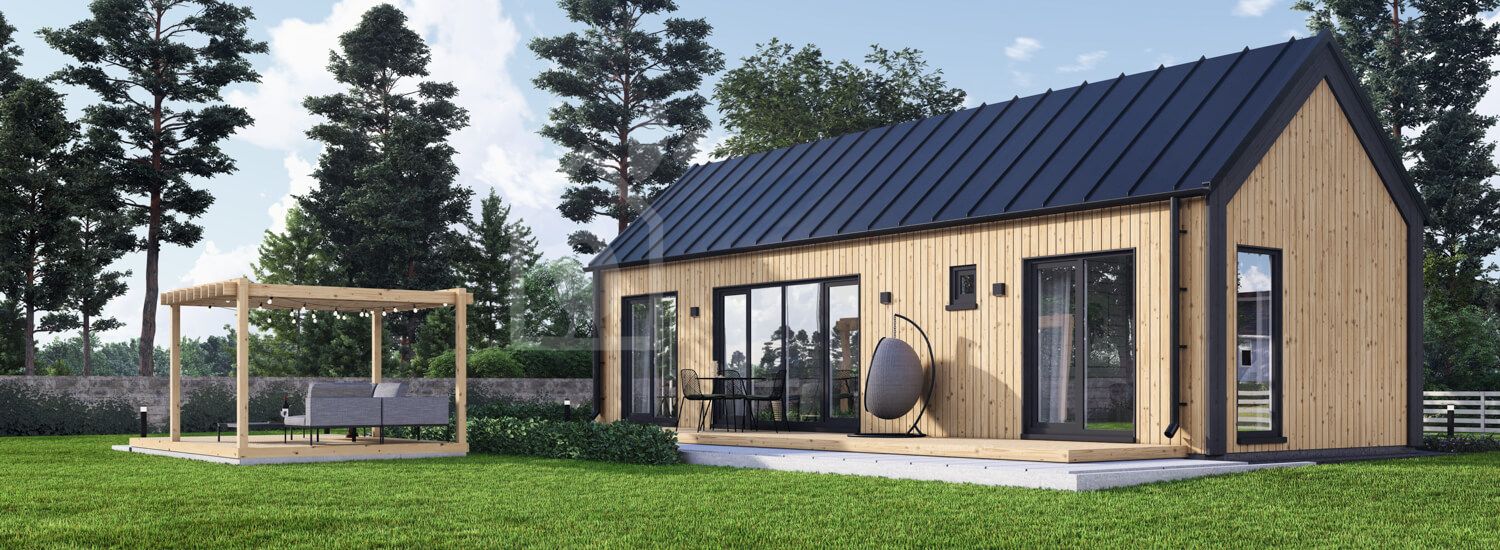 Schlüsselfertiges Holzhaus zum Wohnen, ADALINE RV (Isoliert, KfW 55), 42 m² visualization 1