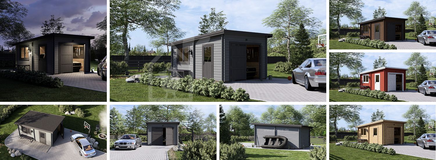 Holzgarage mit Flachdach MODERN (34 mm), 3.6x5.4 m, 20 m² visualization 1