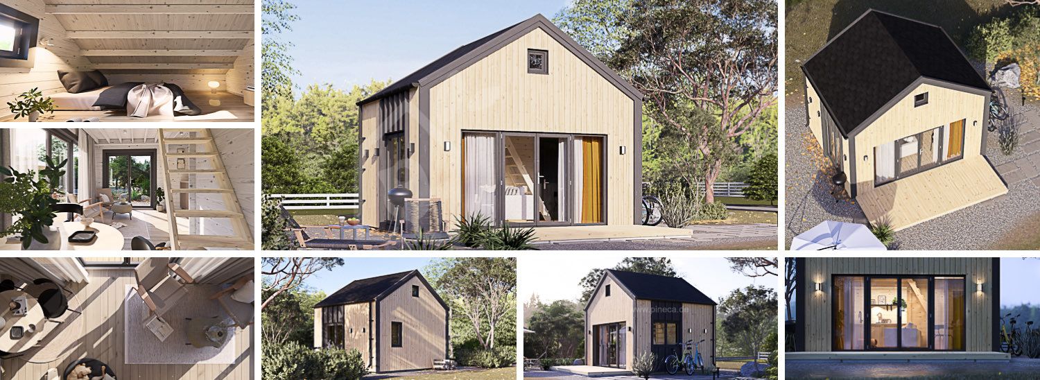 Blockbohlenhaus SARA (34 mm + Holzverschalung), 20 m² visualization 1