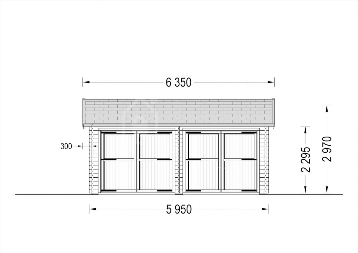 Doppelgarage aus Holz ALTERNATIVE (44 mm) 6x6 m, 36 m²