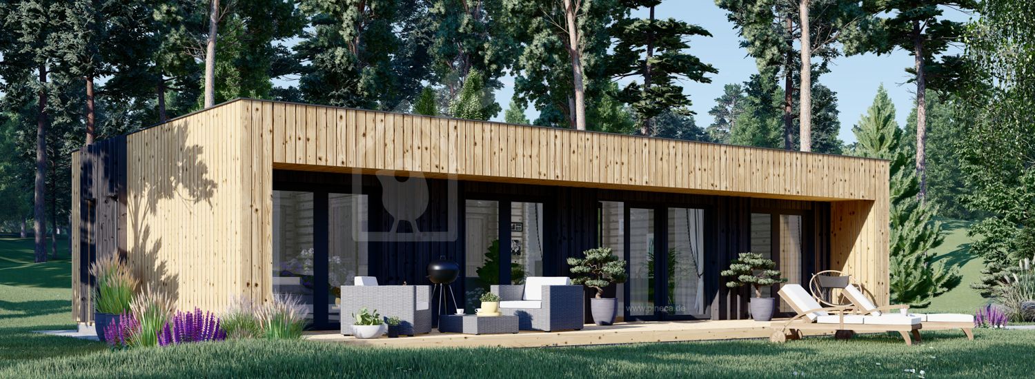 Kleines Holzhaus zum Wohnen KAYA 2 (Extra Isoliert, 44 mm + Holzverschalung), 64 m² visualization 1