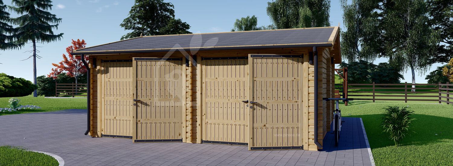 Doppelgarage aus Holz ALTERNATIVE (44 mm) 6x6 m, 36 m²