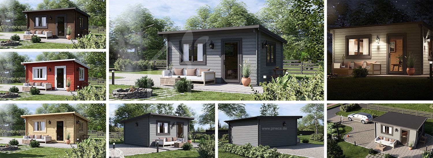 Gartenhaus aus mit Flachdach Holz DREUX (44 mm), 5x4 m, 20 m² visualization 1