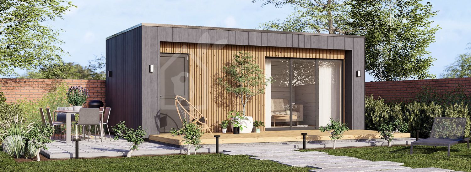 Gartenhaus aus Holz LAYLA (Isoliert, 34 mm + Verschalung), 6x3 m, 15 m² visualization 1