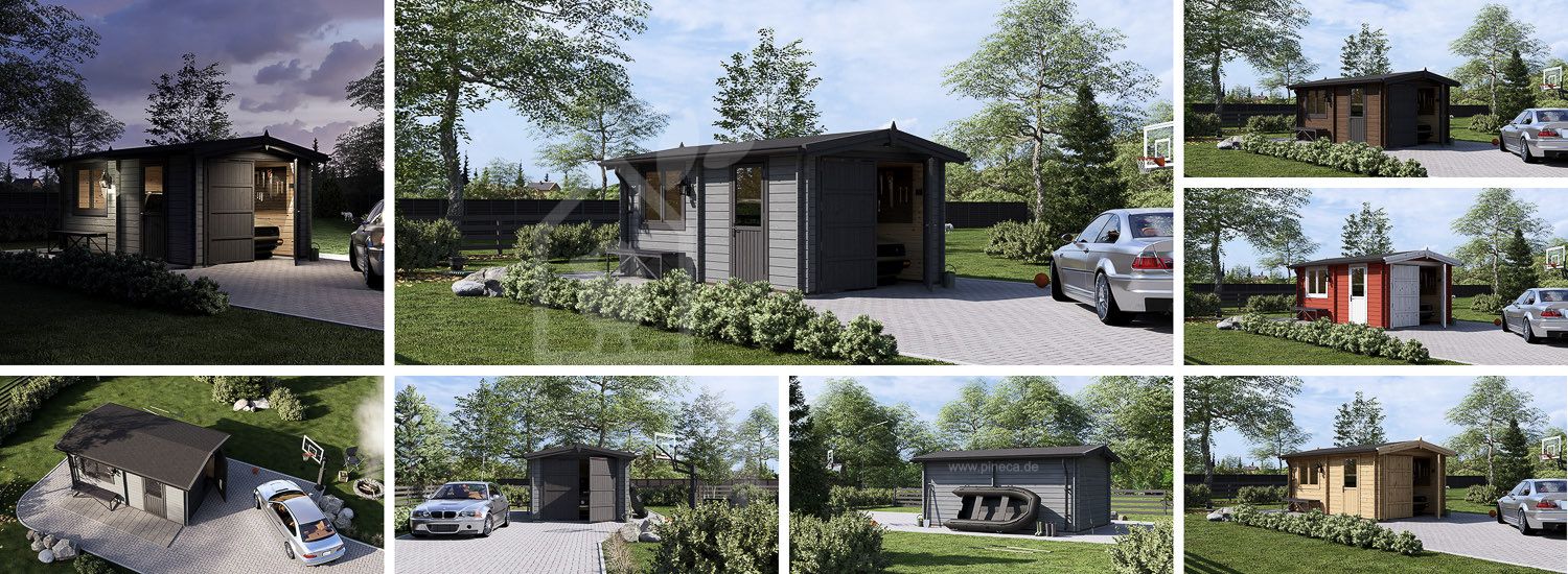 Holzgarage CLASSIC (34 mm), 3.2x5.2, 16 m² visualization 1