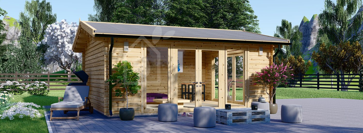 Gartenhaus aus Holz MIA (Isoliert, 44+44 mm), 5.5x5.5 m, 30 m²
